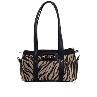 Zebra Barrel shoulder bag Black