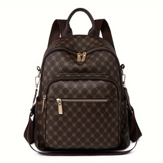 Fashion Plaid Backpack Brown for Women