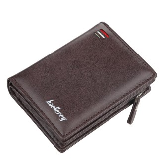 Small men's zippered wallet BAELLERRY D3216 Coffee